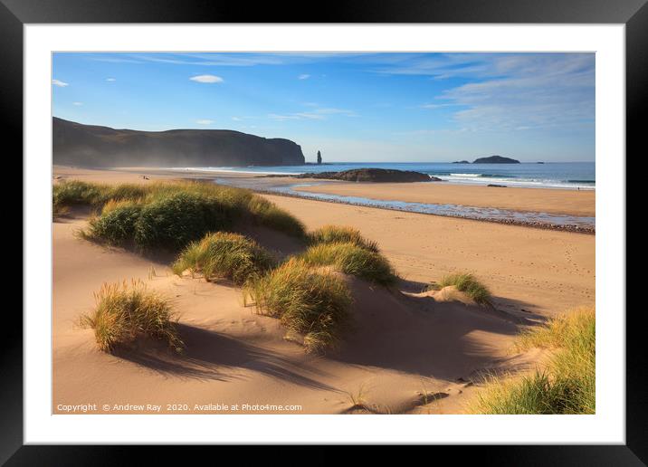 Sand dunes at Sandwood Bay Framed Mounted Print by Andrew Ray