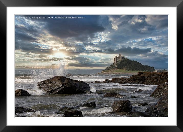 St Michaels mount Marazion Penzance Cornwall winte Framed Mounted Print by kathy white
