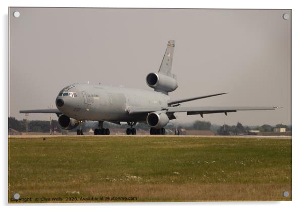 KC-10 Extender on runway at RAF Mildenhall Acrylic by Clive Wells