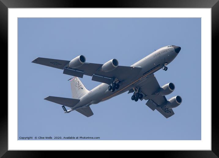 Boeing KC-135 Stratotanker with wheels down. Framed Mounted Print by Clive Wells