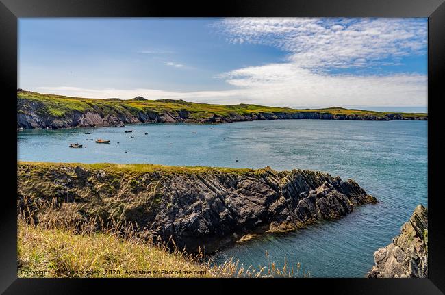 A view across St Justinian's on the Pembrokeshire  Framed Print by Chris Yaxley
