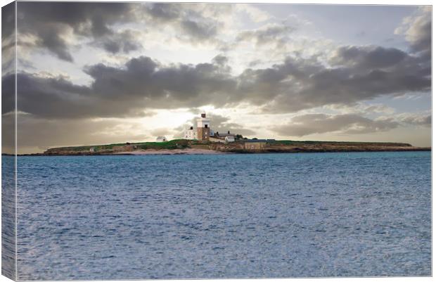 Lighthouse on Coquet Island, Northumberland Canvas Print by Simon Marlow