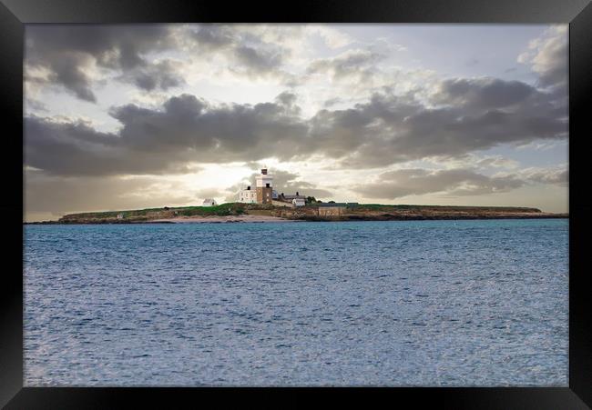 Lighthouse on Coquet Island, Northumberland Framed Print by Simon Marlow