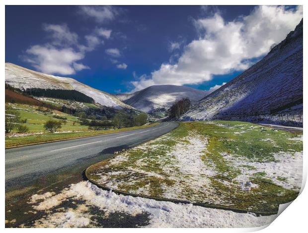 Snowdonia winter landscape Print by Simon Marlow