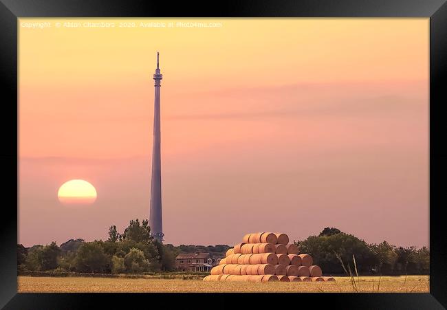 Late Summer At Emley Moor Framed Print by Alison Chambers