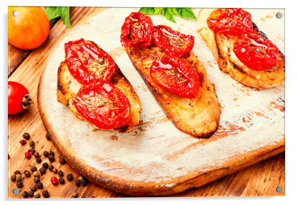 Bruschetta with sun dried tomatoes Acrylic by Mykola Lunov Mykola