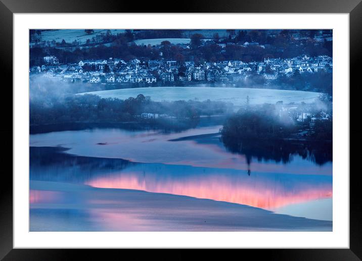 Keswick sunrise with Derwent water, Lake District Framed Mounted Print by John Finney