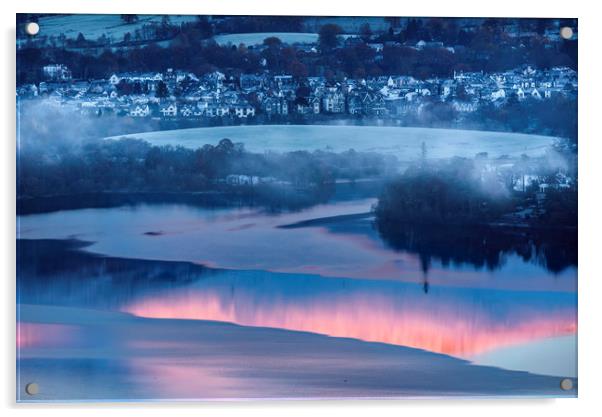 Keswick sunrise with Derwent water, Lake District Acrylic by John Finney