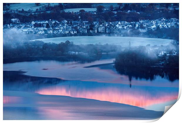Keswick sunrise with Derwent water, Lake District Print by John Finney