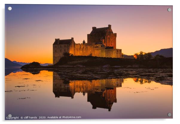 Eilean Donan Castle at sunset, Highlands, Scotland Acrylic by Scotland's Scenery