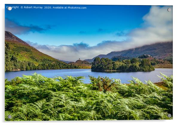 Highland Loch with Island Acrylic by Robert Murray