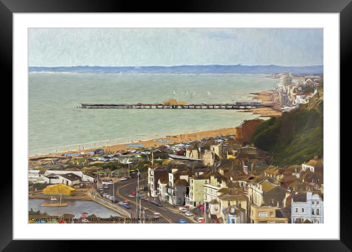 Hastings From Above as Digital Art Framed Mounted Print by Ian Lewis