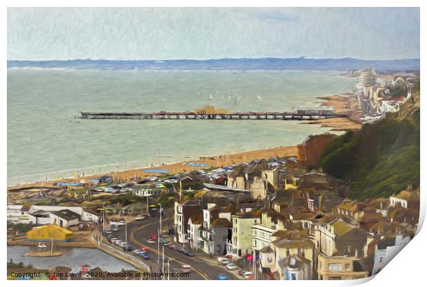 Hastings From Above as Digital Art Print by Ian Lewis