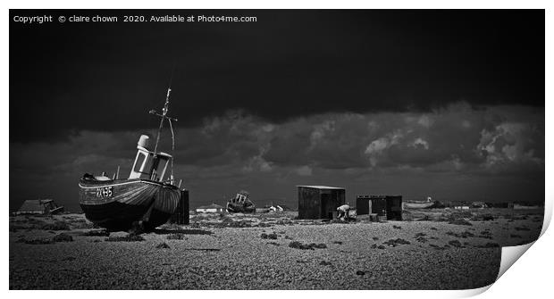 Dramatic Skies on Dungeness Print by claire chown