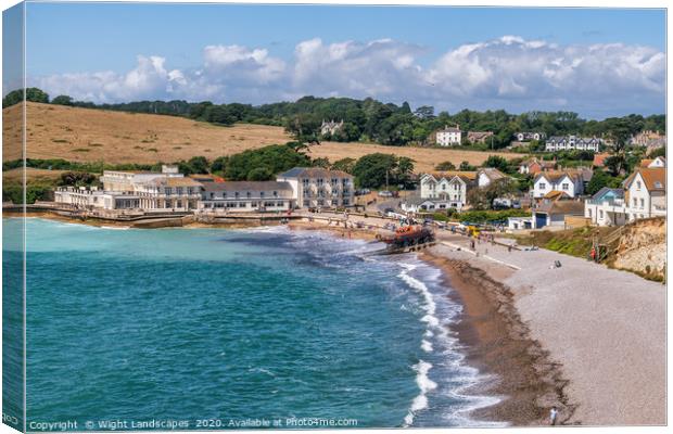 Freshwater Bay Beach Canvas Print by Wight Landscapes