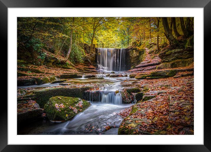 Autumn waterfall. Framed Mounted Print by Clive Ingram