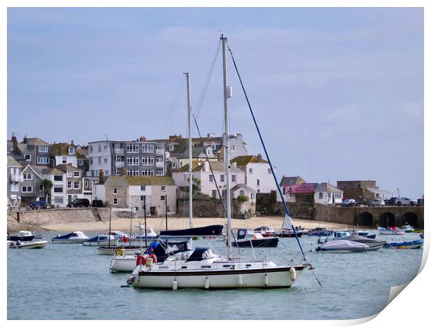 Stormy Morning at St Ives Harbour Print by Beryl Curran