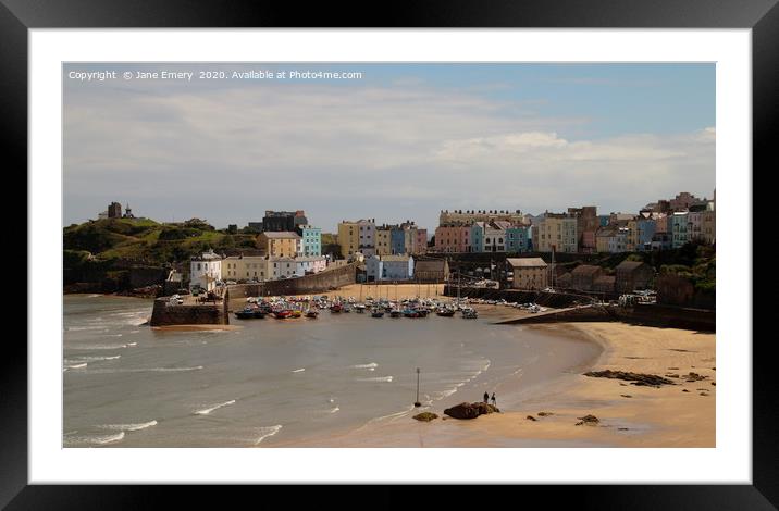Tenby Harbour Ebbing Tide Framed Mounted Print by Jane Emery