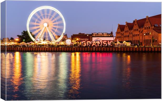 Gdansk, North Poland: Wide angle night view of fer Canvas Print by Arpan Bhatia