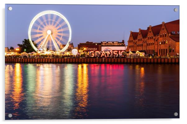 Gdansk, North Poland: Wide angle night view of fer Acrylic by Arpan Bhatia
