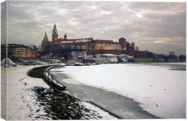 Krakow, Poland -  Wide angle view of famous wawel  Canvas Print by Arpan Bhatia