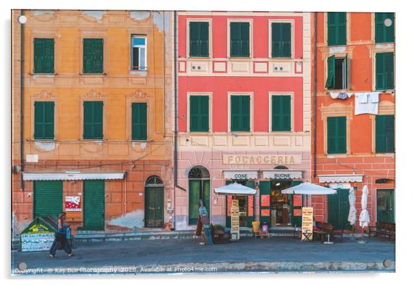 Colourful house facades in Camogli beautiful Italy Acrylic by KB Photo