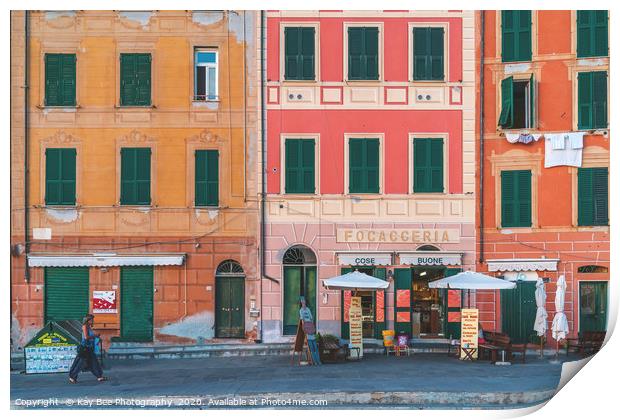 Colourful house facades in Camogli beautiful Italy Print by KB Photo
