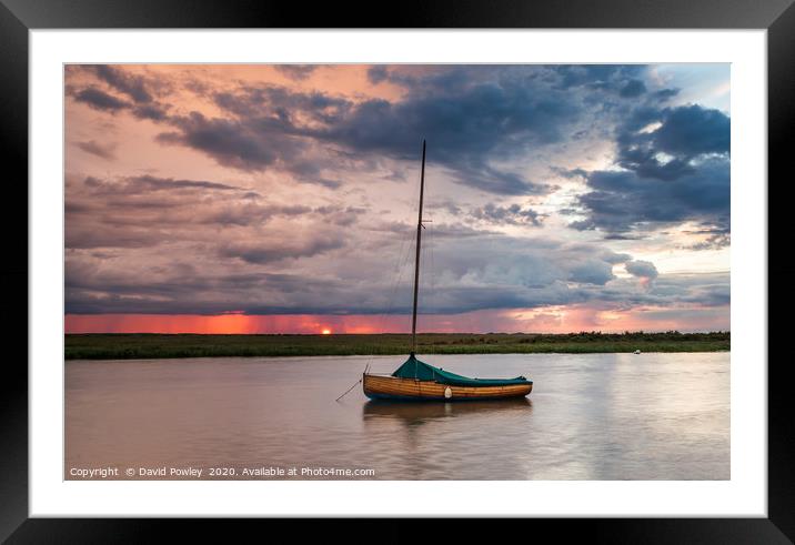 Stormy sunset over Blakeney Framed Mounted Print by David Powley