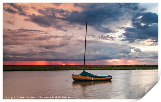 Stormy sunset over Blakeney Print by David Powley