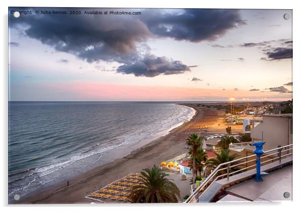 Playa del Ingles Sunset Acrylic by Juha Remes