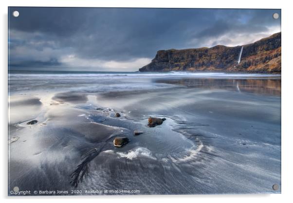 Talisker Beach and Moody Sky Isle of Skye Scotland Acrylic by Barbara Jones