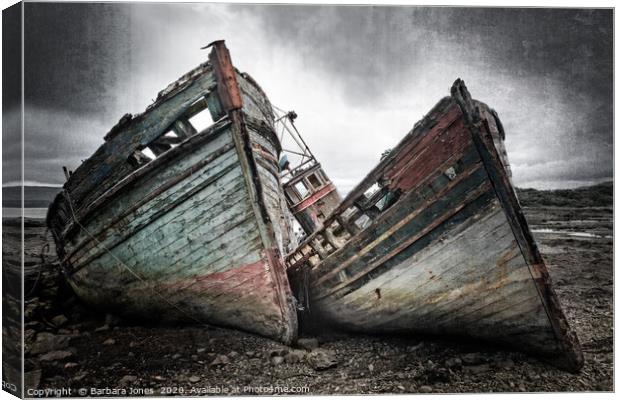 Abandoned Boats at Salen Isle of Mull   Canvas Print by Barbara Jones