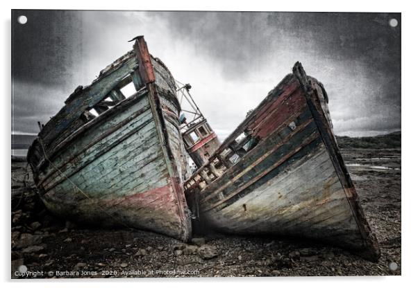 Abandoned Boats at Salen Isle of Mull   Acrylic by Barbara Jones