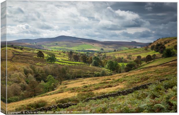 Peak District Moors - view towards the Roaches Canvas Print by Chris Warham