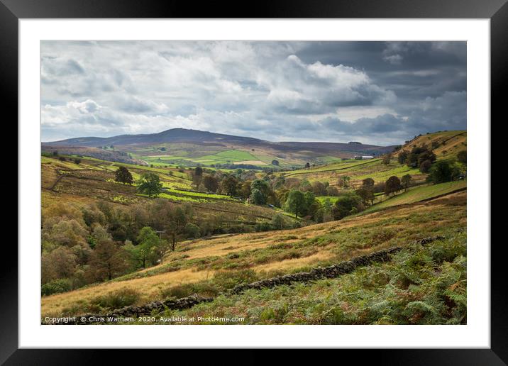 Peak District Moors - view towards the Roaches Framed Mounted Print by Chris Warham