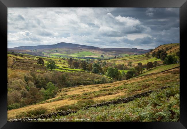 Peak District Moors - view towards the Roaches Framed Print by Chris Warham