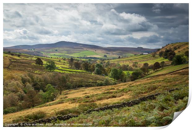 Peak District Moors - view towards the Roaches Print by Chris Warham