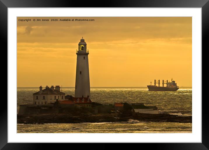 Sunrise at St Mary's Island. Framed Mounted Print by Jim Jones