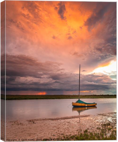Stormy sunset at Blakeney Harbour Canvas Print by David Powley
