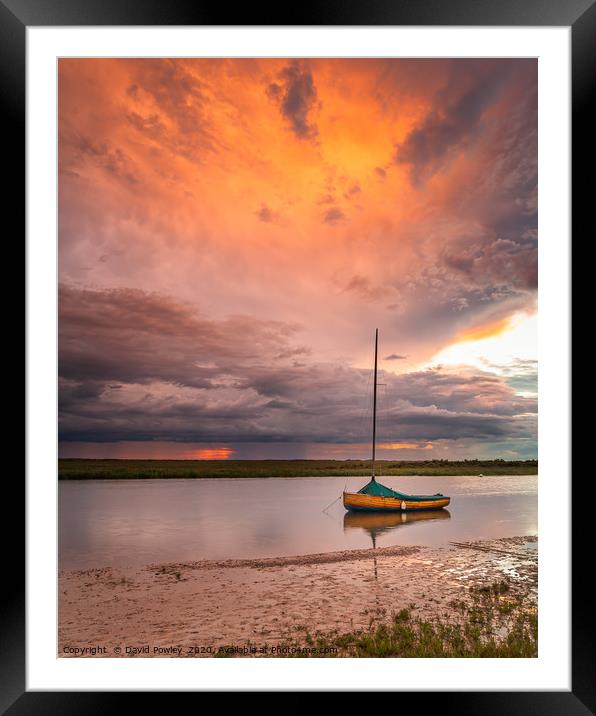 Stormy sunset at Blakeney Harbour Framed Mounted Print by David Powley