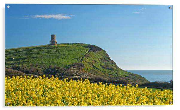 Clavell Tower & Rapeseed at Kimmeridge Bay         Acrylic by Darren Galpin