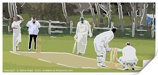 Stylized White Lined Cricket Art Print by Zahra Majid