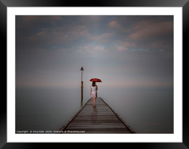 Solitude at the End of the Pier - kodak film tones Framed Mounted Print by Inca Kala