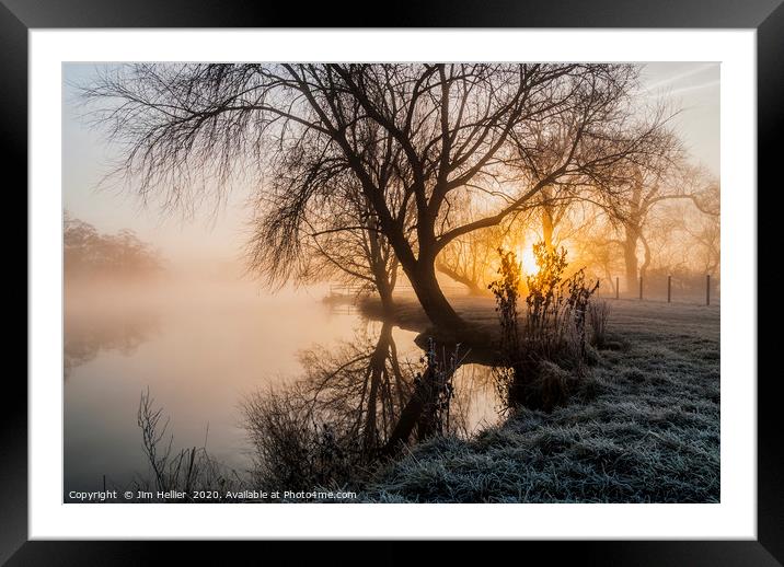 Sunrise through the Willow Framed Mounted Print by Jim Hellier