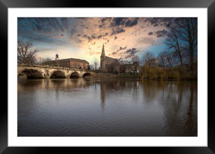 Shrewsbury English Bridge Framed Mounted Print by simon alun hark