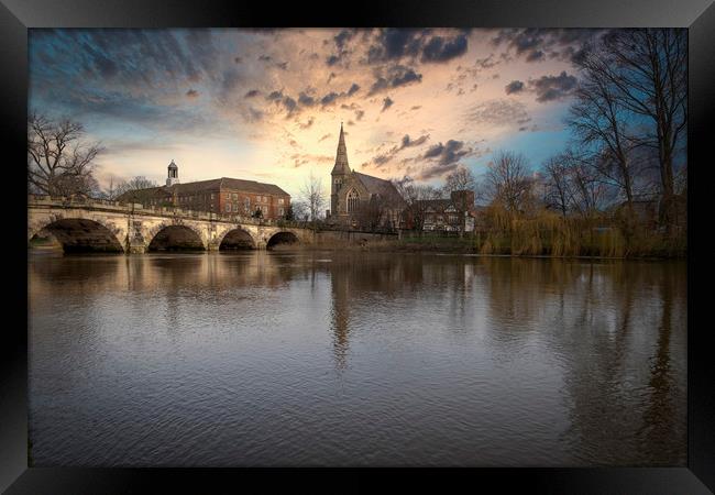 Shrewsbury English Bridge Framed Print by simon alun hark