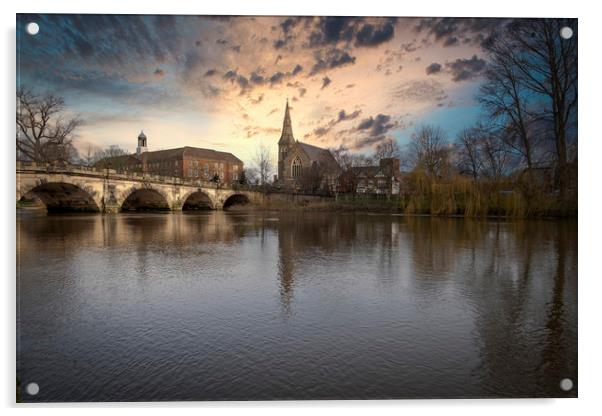 Shrewsbury English Bridge Acrylic by simon alun hark