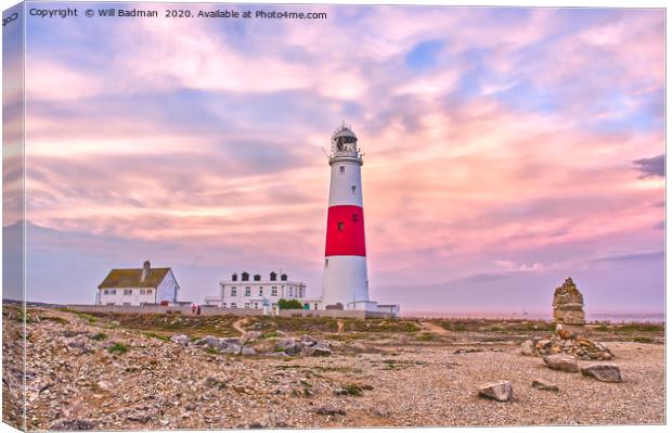 Portland Bill Lighthouse at Sunset Canvas Print by Will Badman