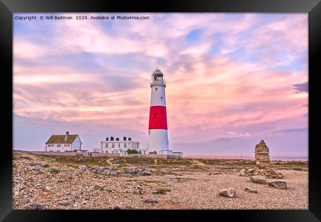 Portland Bill Lighthouse at Sunset Framed Print by Will Badman