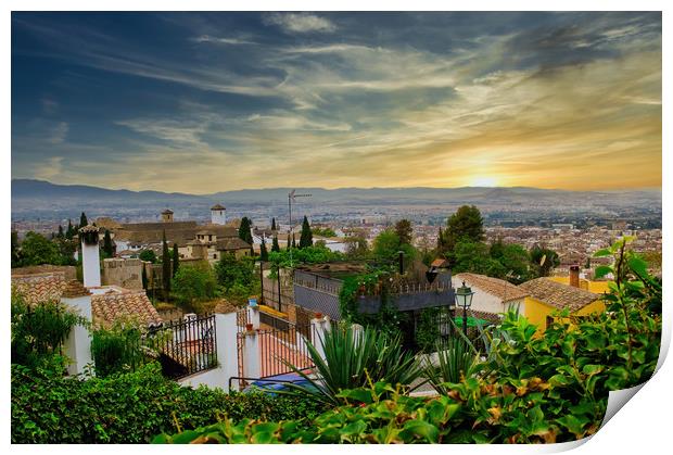 Beautiful scenic view of Granada city located in s Print by Arpan Bhatia